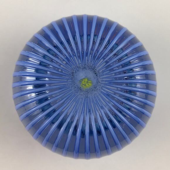 Perthshire 1997A Miniature Flower Blue Rod Overlay Top Facet Garland Paperweight - Picture 3 of 15